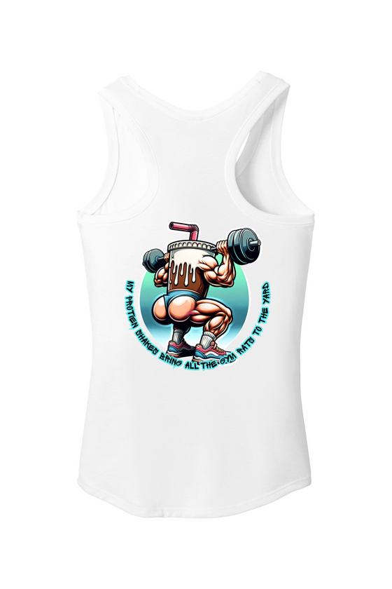 "My Protein Shakes" Women's Perfect Tri Racerback Tank